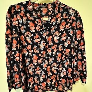 Floral Black and Red Women's Top